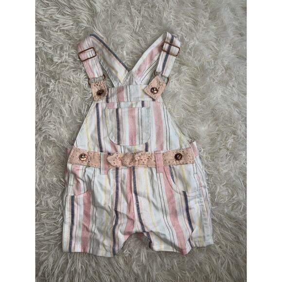 Nannette Baby Sz. 12 Month Striped Shortall Outfit. Cute, Great Shape - Picture 1 of 10